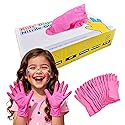 AYUMAT Kids Disposable Gloves for 6-10 Years,Pink Nitrile Gloves Durable and Protective for Painting, Cleaning, Cooking, Gardening (S,100PCS)