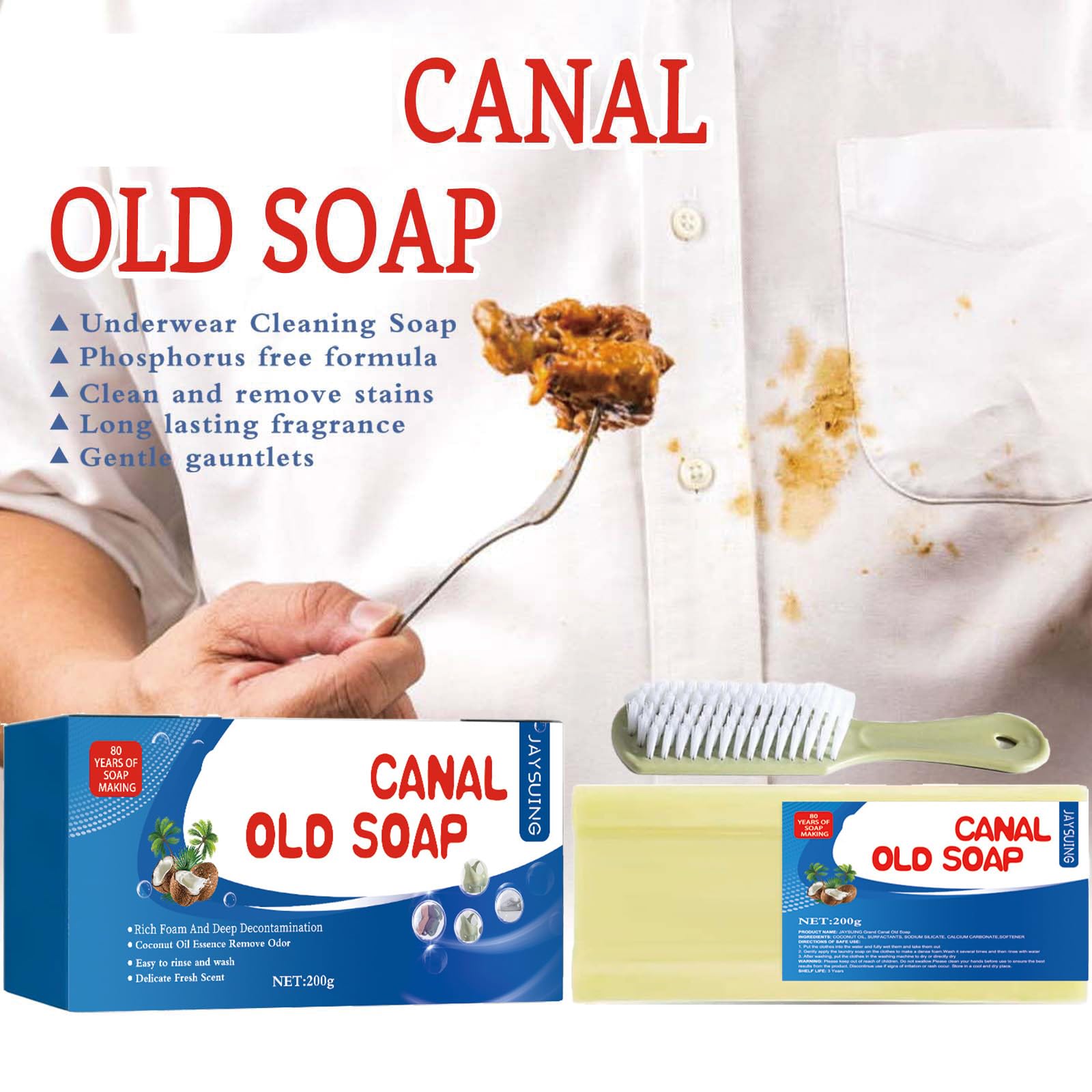 Grand Underwear Cleaning,Canal Old Soap with Brush,Laundry Bars Grand, underwear cleaning, canal old soap long lasting fragrance (2pcs)