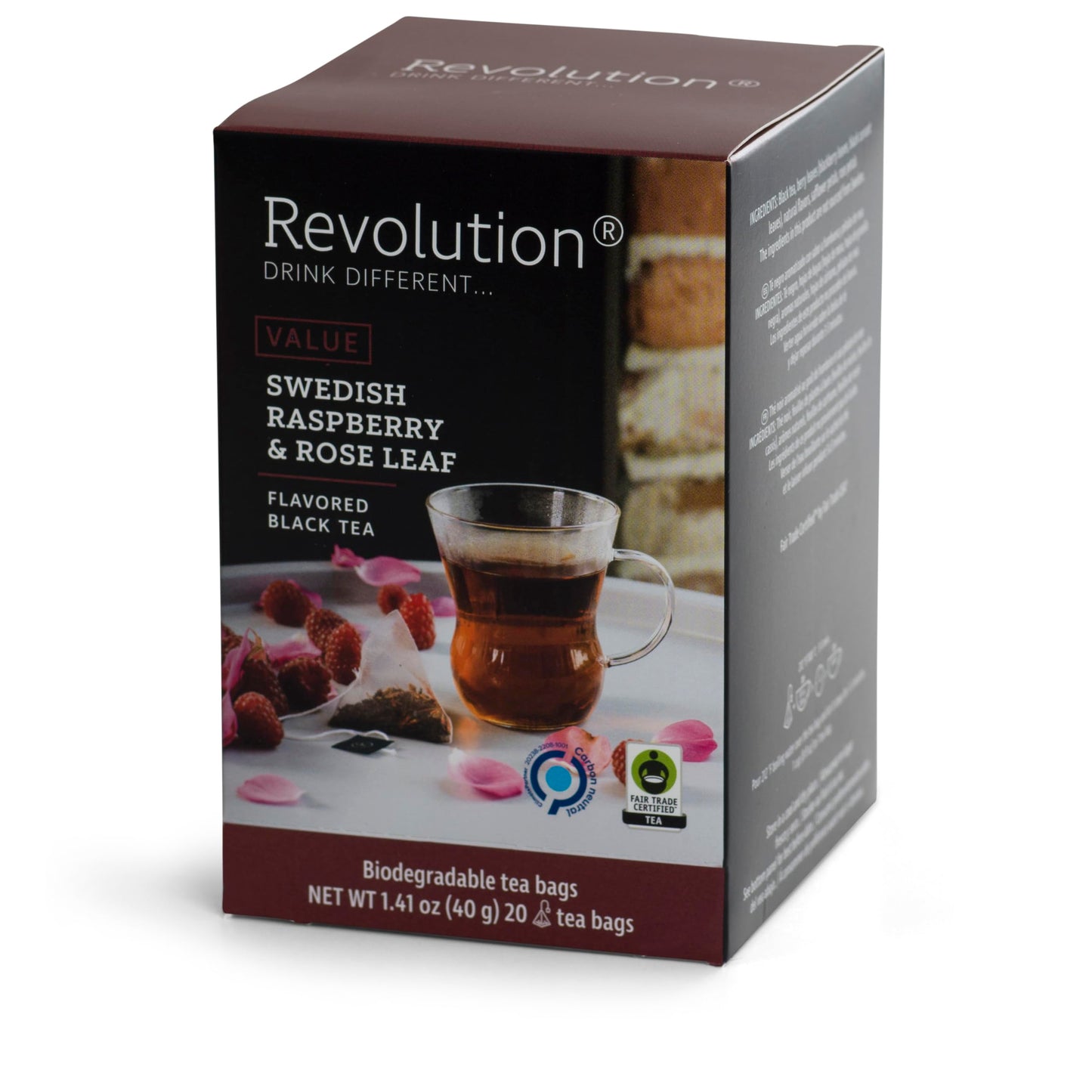 REVOLUTION TEA® Raspberry Black Tea [THE ORIGINAL] - Swedish Raspberry & Rose Leaf - Premium Full Leaf Tea - Biodegradable Infuser Tea Bags - Flavored