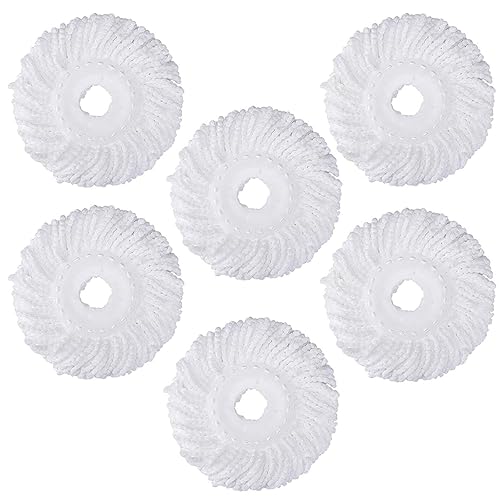 Spin Mop Heads Refill, Easy Wring Microfiber Replacement Pads for Deep Cleaning 6-Pack Universal Fit for Most Round Spin Mops