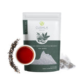 Reishi Mushroom Tea & Premium English Breakfast Tea - Black Tea With Lingzhi, Ganoderma 20 Triangles