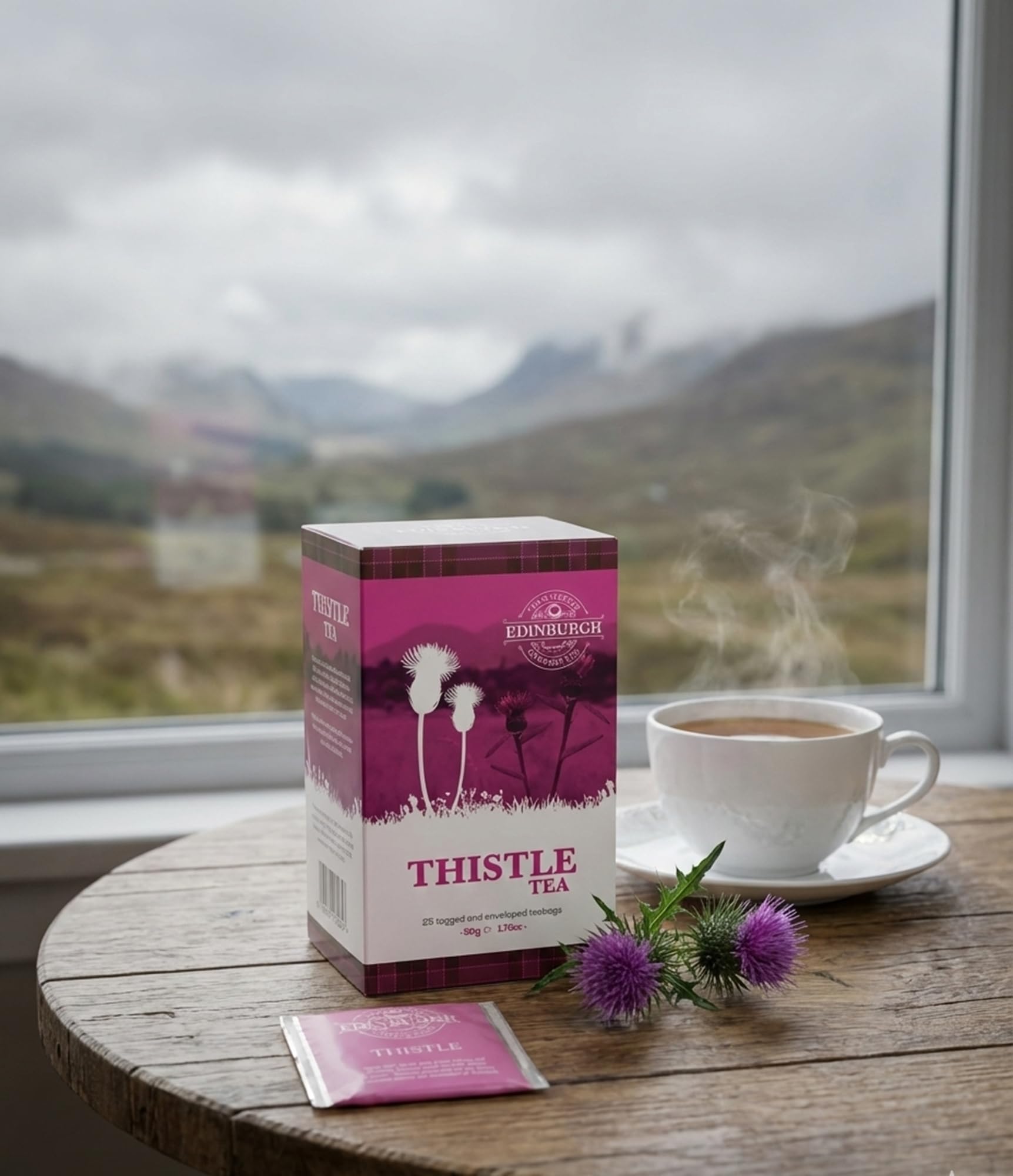 Edinburgh Tea & Coffee Envelope Tea Bags, Scottish Thistle Infused Black Tea 25 Count (Pack of 1)