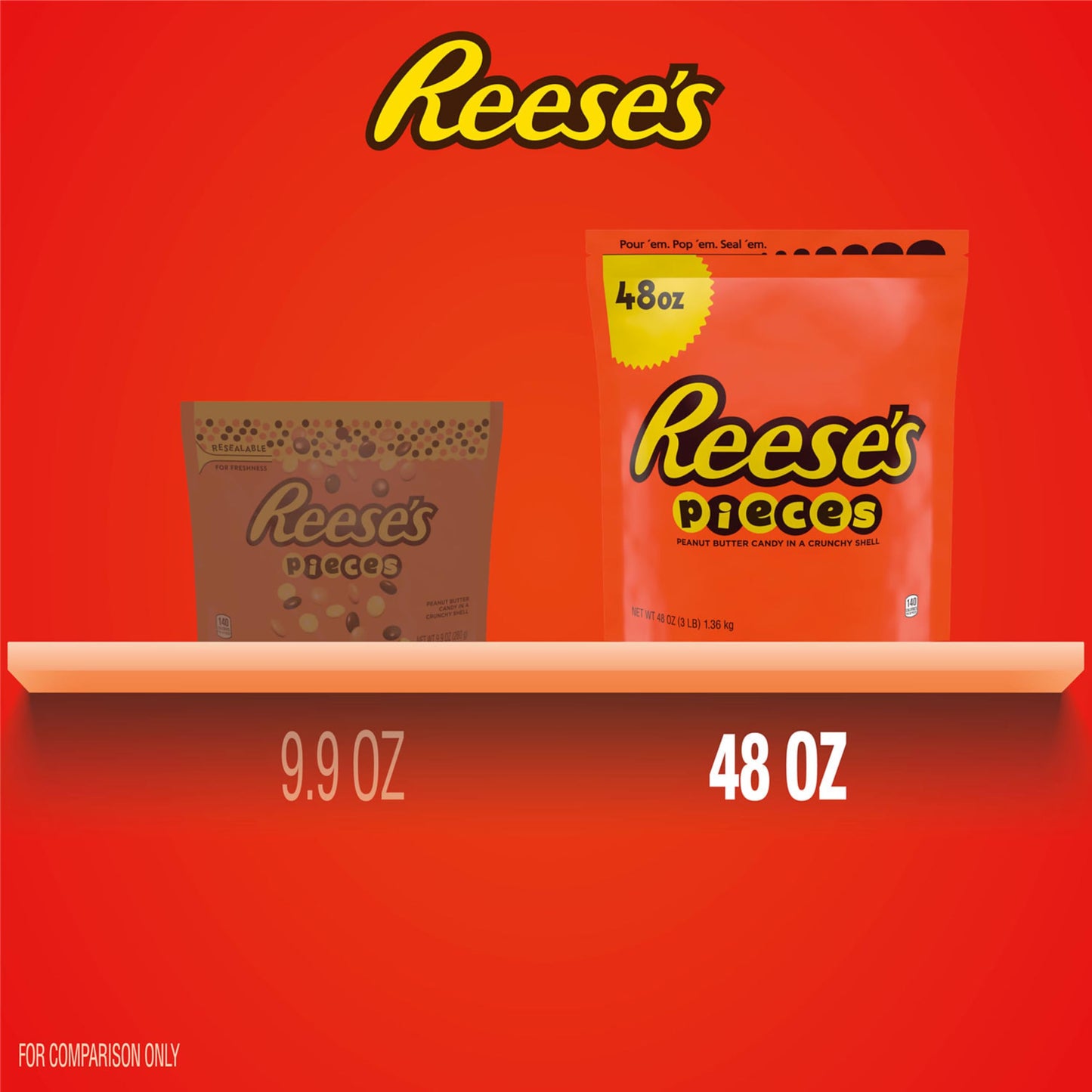 REESE'S PIECES Peanut Butter in a Crunchy Shell, Candy Bulk Bag, 48 oz