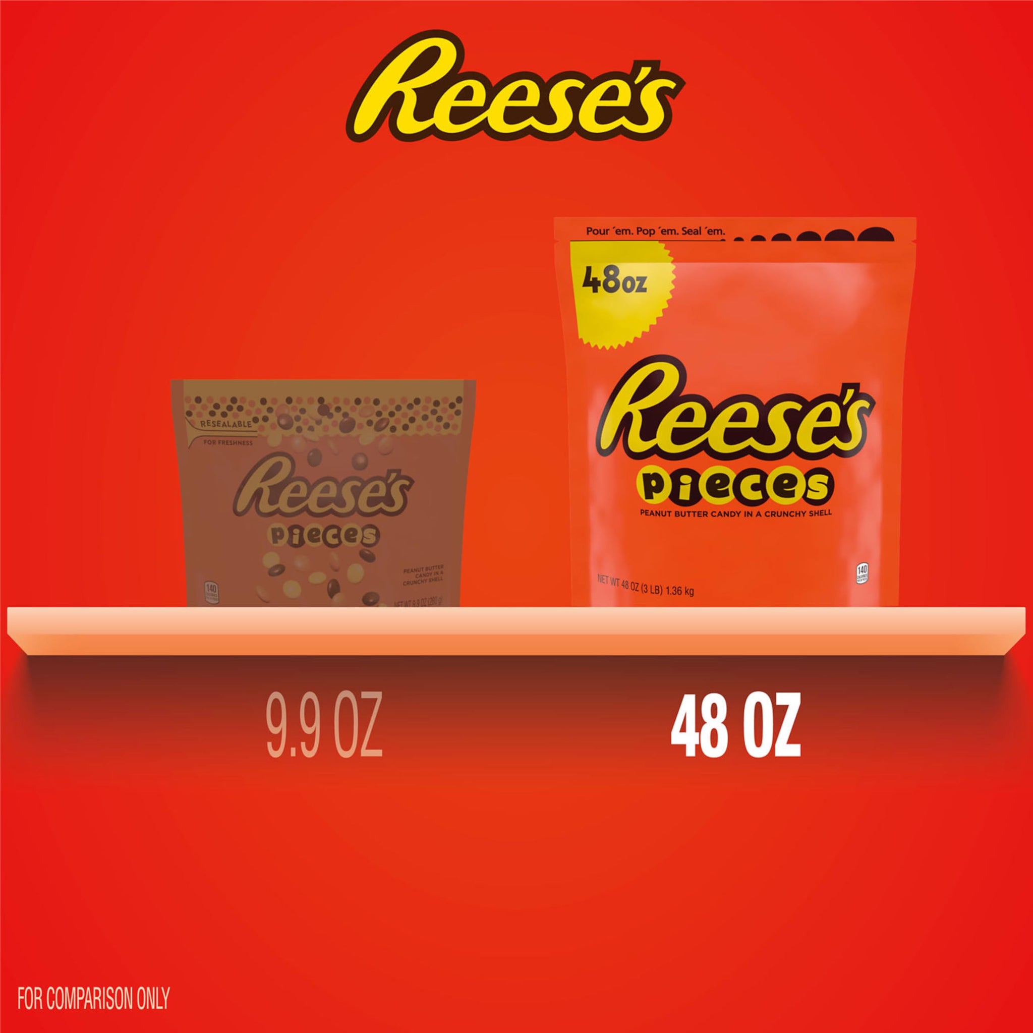 REESE'S PIECES Peanut Butter in a Crunchy Shell, Candy Bulk Bag, 48 oz