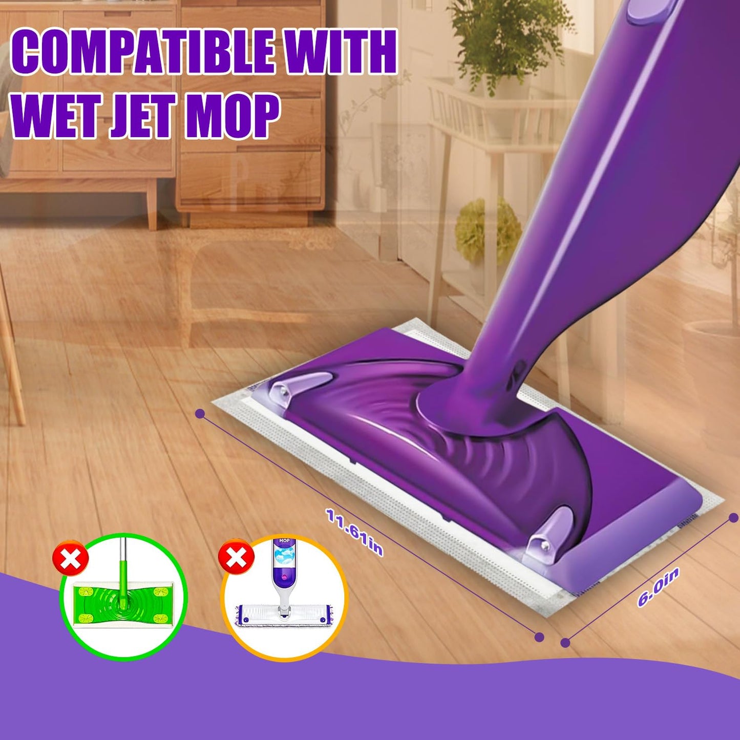 Mop Pad Refill Compatible with WetJet Spray Mop, Wet Jet Mopping Pads for All Purpose Multi Surface Hardwood Floor Cleaning, 4 Layers Thickened