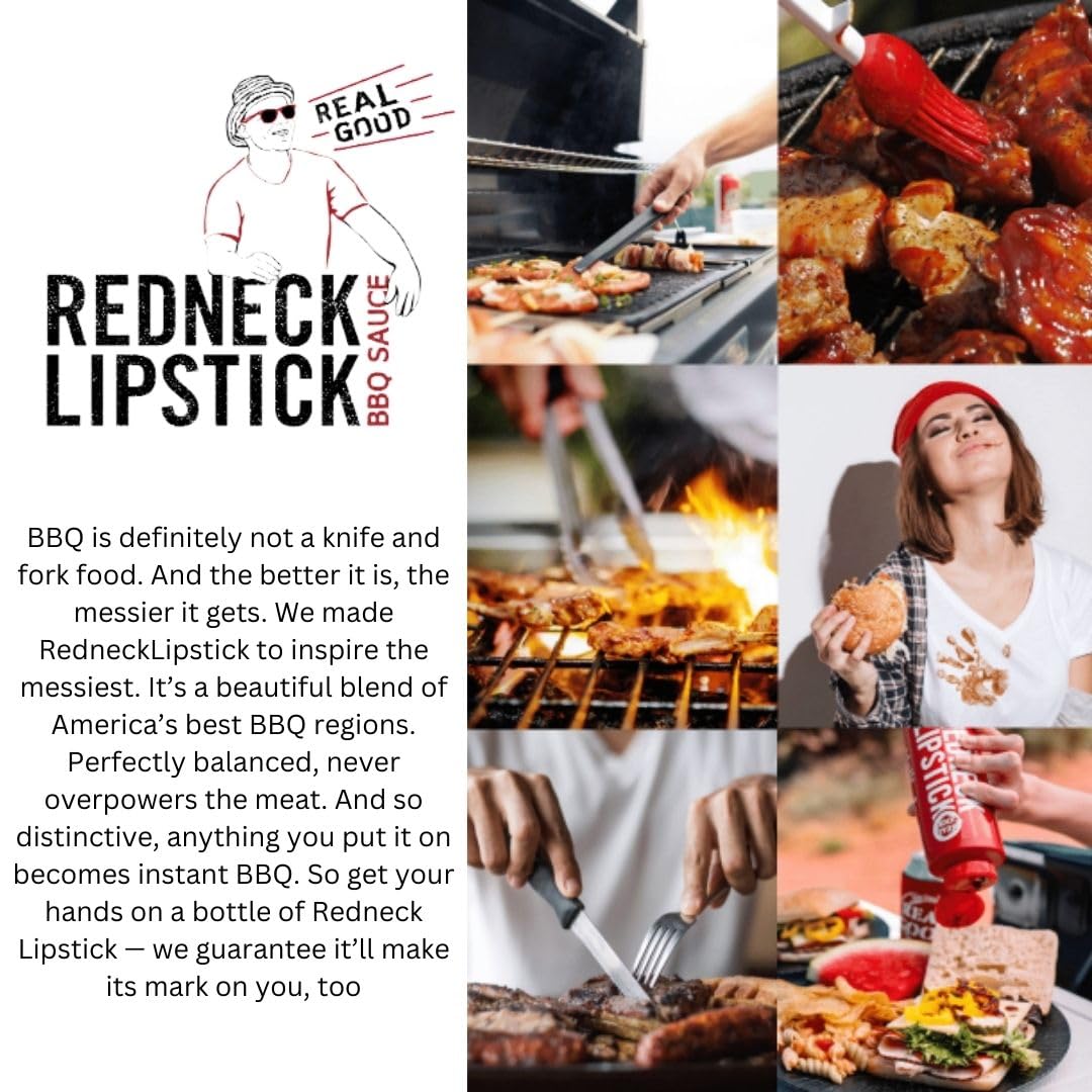Redneck Lipstick Hot & Spicy Barbecue Sauce, Touch of Cayenne Pepper, Ideal for All Recipe, Authentic American Tastes, Made in USA, 1 Pack (18 oz)