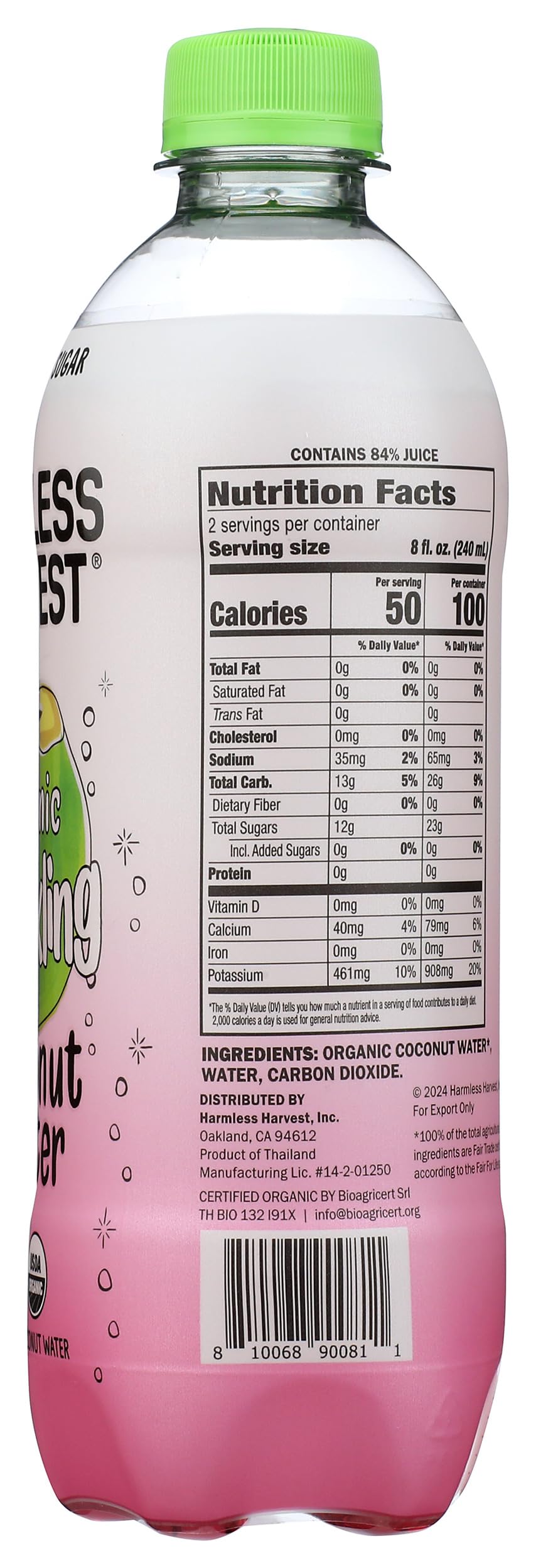 HARMLESS HARVEST Organic Sparkling Coconut Water, 16 FZ