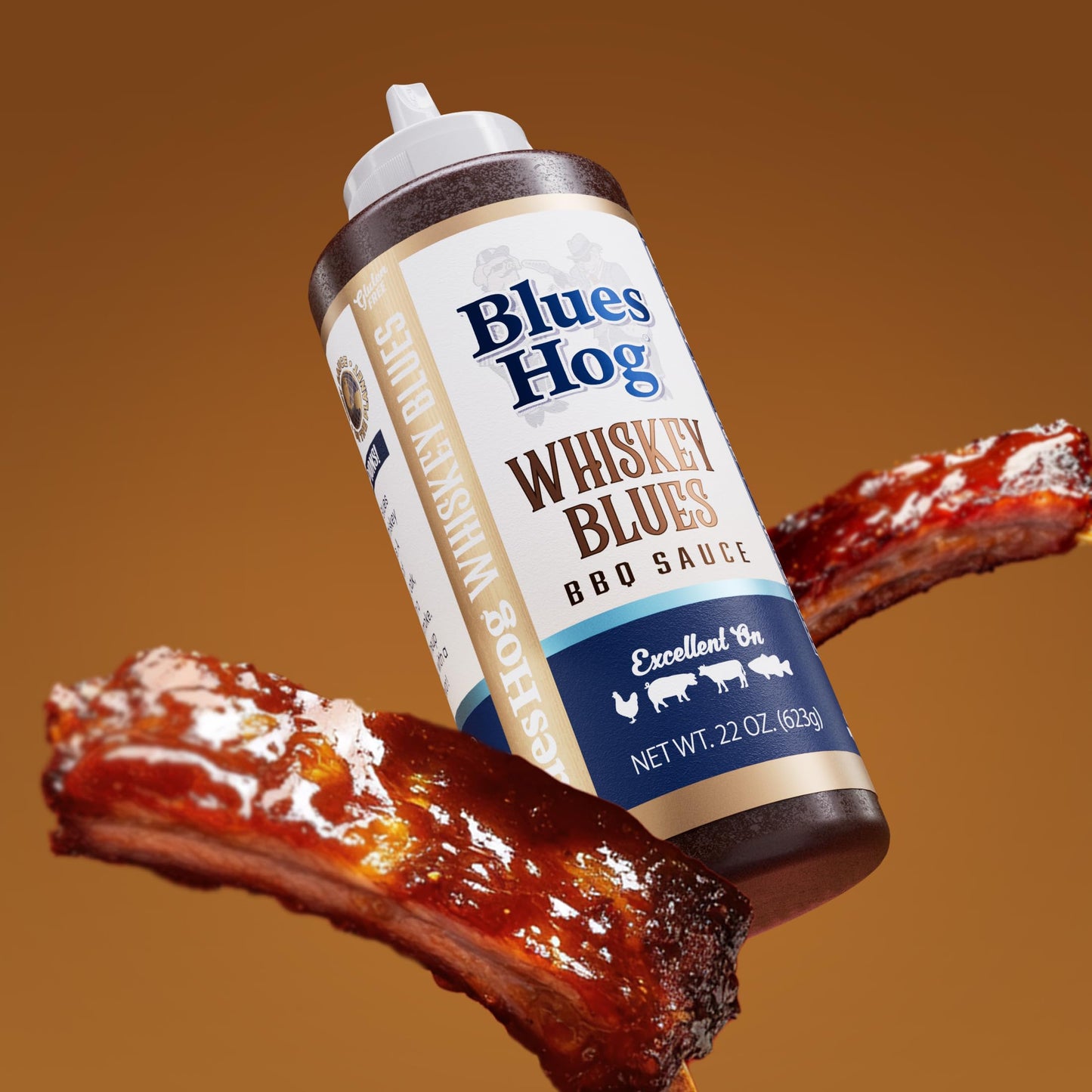 Blues Hog Whiskey Blues BBQ Sauce, Gourmet BBQ Sauce & Marinade, All-Natural, No High Fructose Corn Syrup, Gluten-Free, Made in the USA, 22 oz