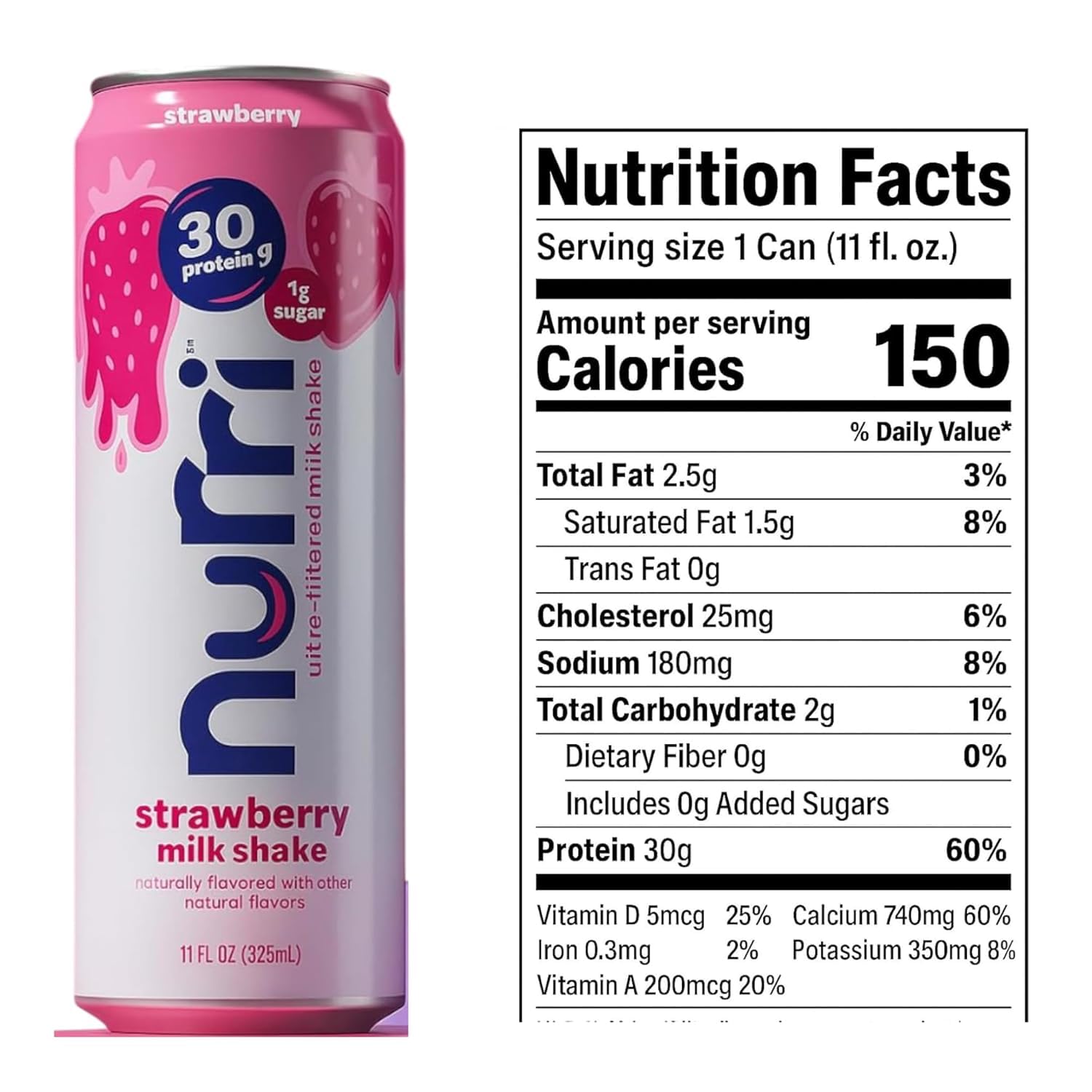 Nurri Ultra Filtered Protein Milk Shake, 4- Vanilla, 4-Chocolate & 4- Strawberry Flavors,Low Sugar, 11 FL oz Cans (Total 12 Count) variety Pack