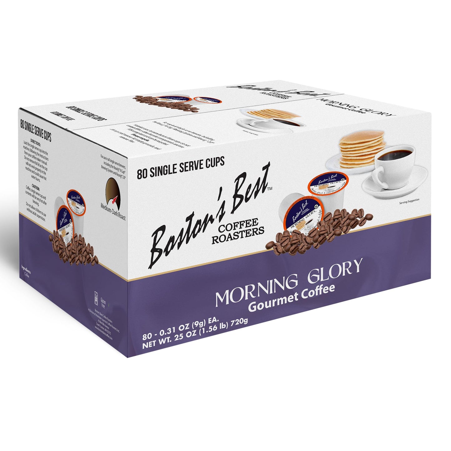 Boston’s Best - Morning Glory Blend, Delicious Medium Dark Roast Coffee, Gourmet Compatible with Keurig Coffee Maker, 1 Count (80 Single Serve Cups)