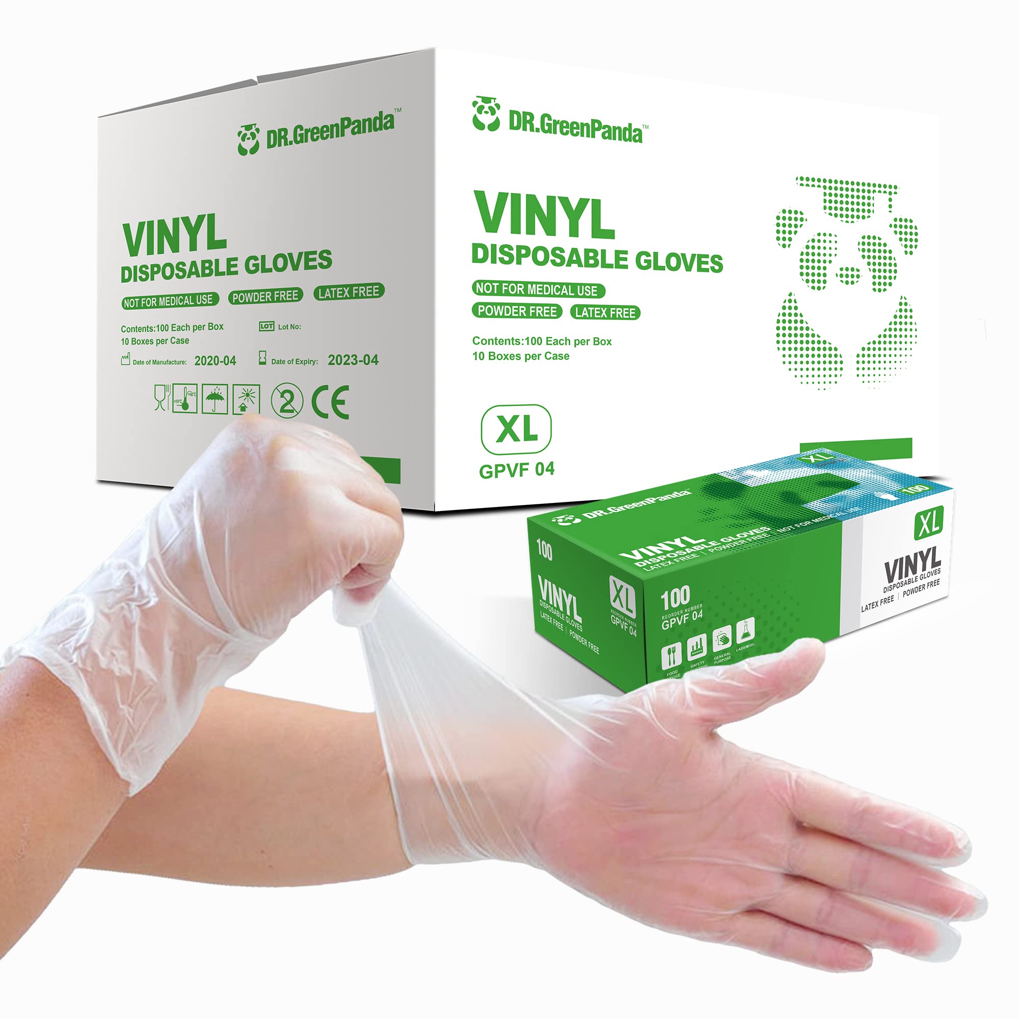 Dr.GreenPanda XL 1000pcs Clear Vinyl 3mil Disposable Food Safe Gloves for Food Service Food Prep Food Handling Cooking Cleaning Multipurpose Light