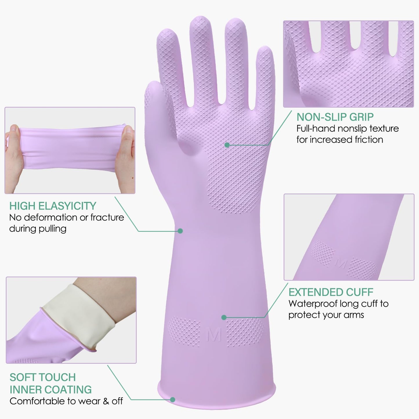 ATZNZIK 12 Pairs Rubber Cleaning Gloves for Dishwashing Reusable Kitchen Gloves for Washing Dishes and Household Non-Slip Cleaning Dish Gloves