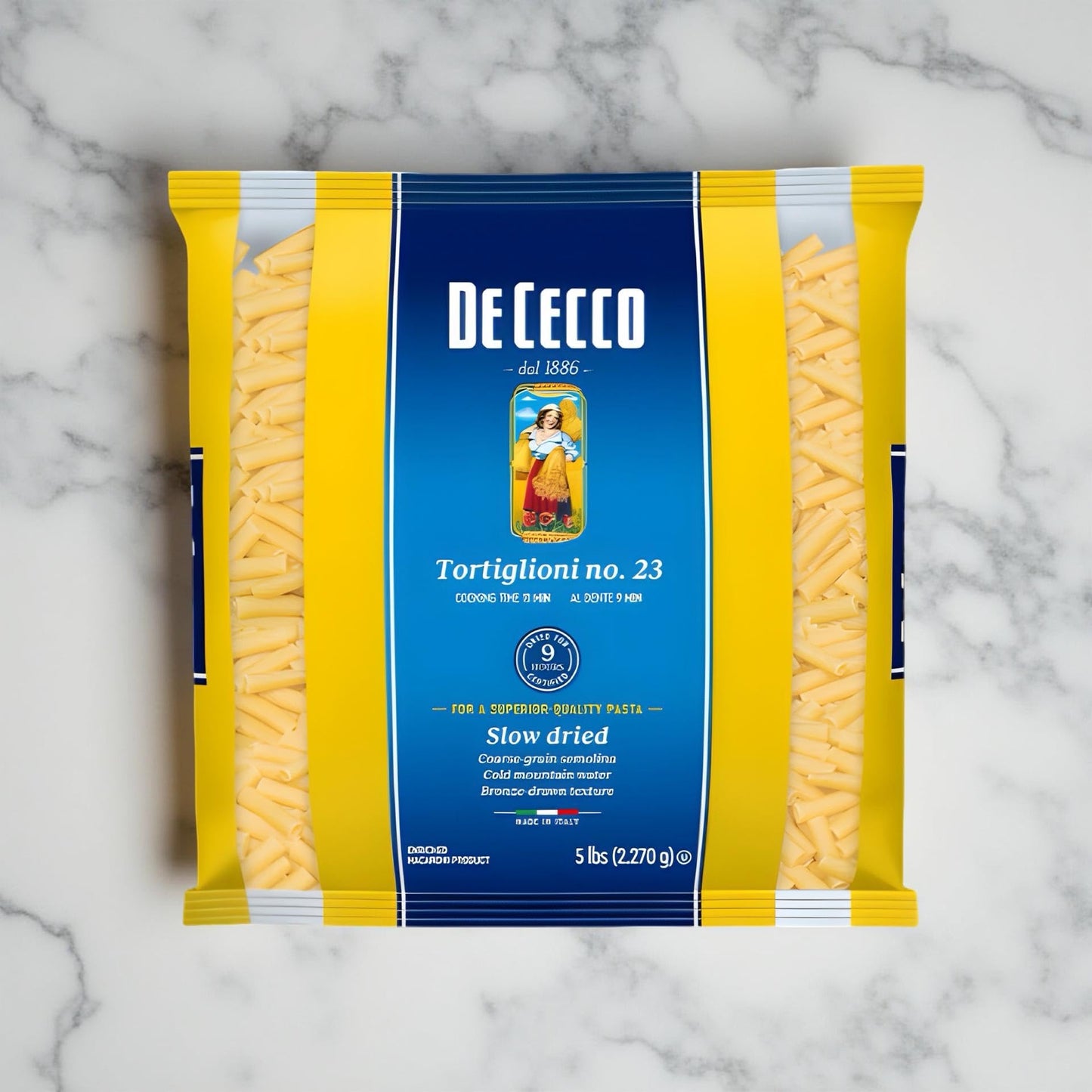 De Cecco Semolina Pasta, Tortiglioni No.23, 5 Pound (Pack of 4)