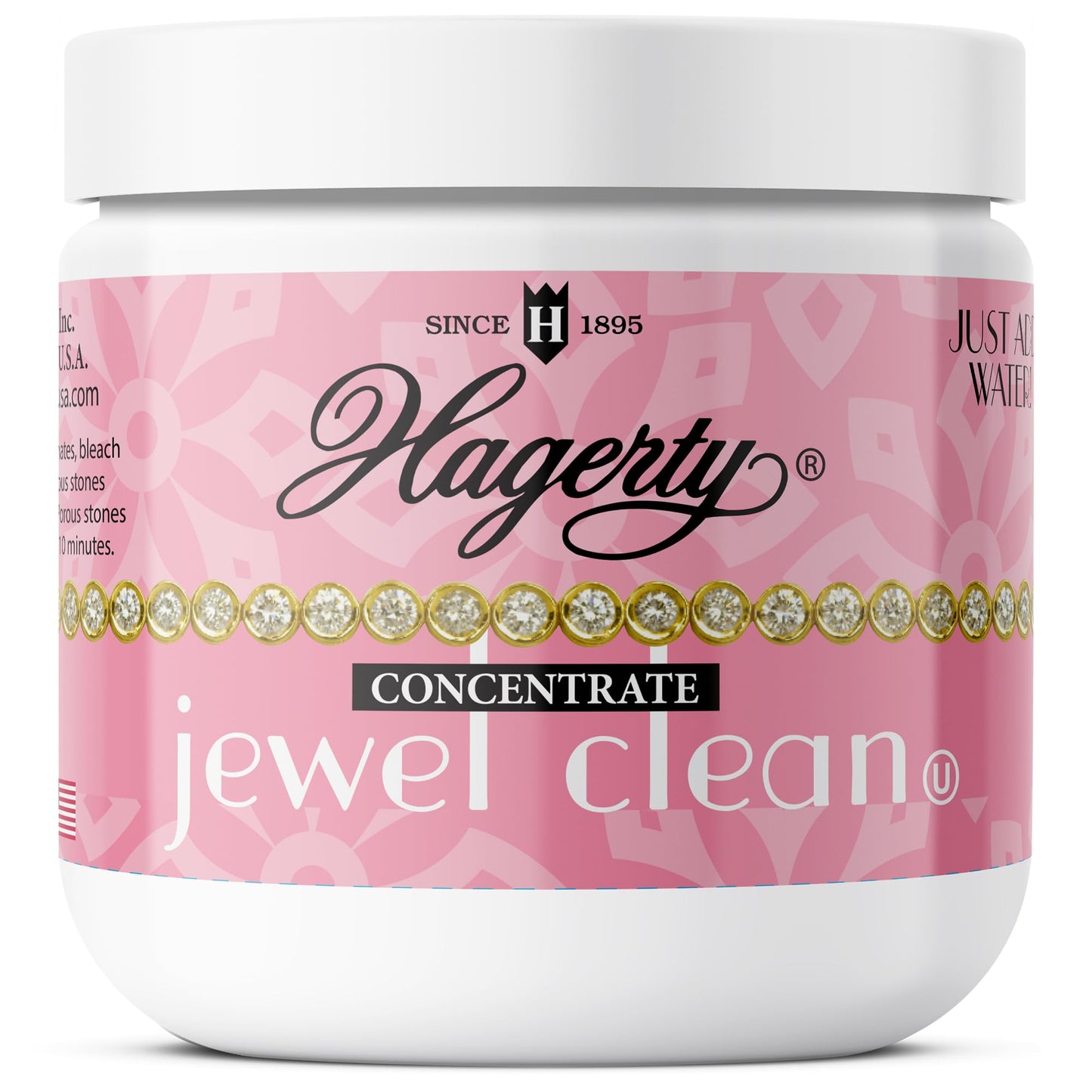 Hagerty Jewel Clean Concentrate, Jewelry Cleaner Solution with Brush and Dipping Basket for Diamonds, Gold, Platinum, and More, Kosher Certified