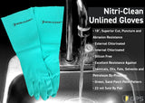 Golden Protective Services Outlet Nitri-Clean™, Green Nitrile, 22mil, 18" Length, Unlined Gloves, Size XL, Sold By Pair