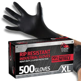 Venom Steel Nitrile Gloves, Rip Resistant Disposable Latex Free Black Gloves, 2 Layer Gloves, 6 mil Thick, X-Large (Pack of 500)