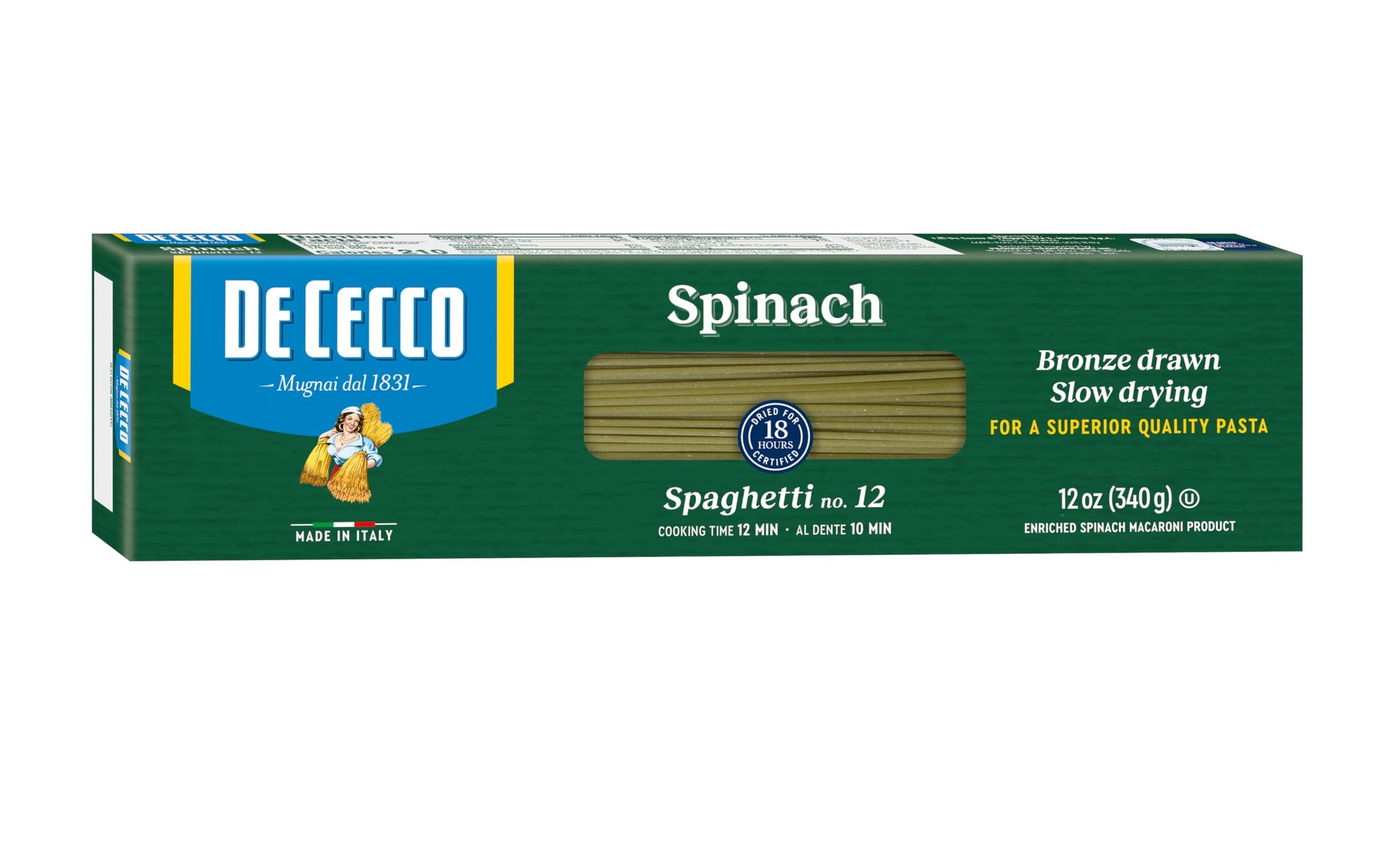 De Cecco Spinach Pasta, Spaghetti No.12 12 Ounce