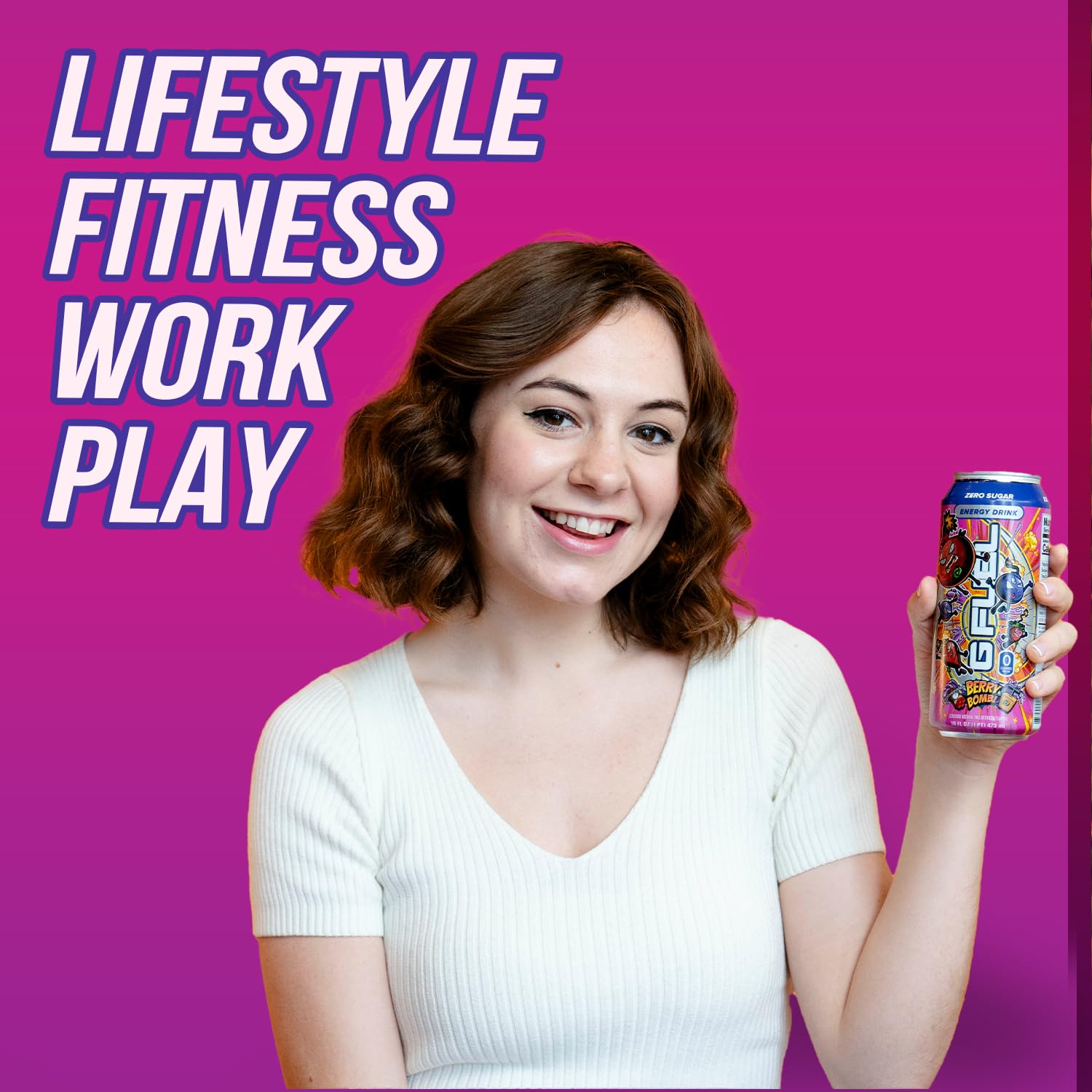 G Fuel Energy Drink, Berry Bomb, Sugar Free Carbonated Beverage with 300mg Caffeine, Daily Energy Boost with Focus Amino, Vitamin + Antioxidants, 16
