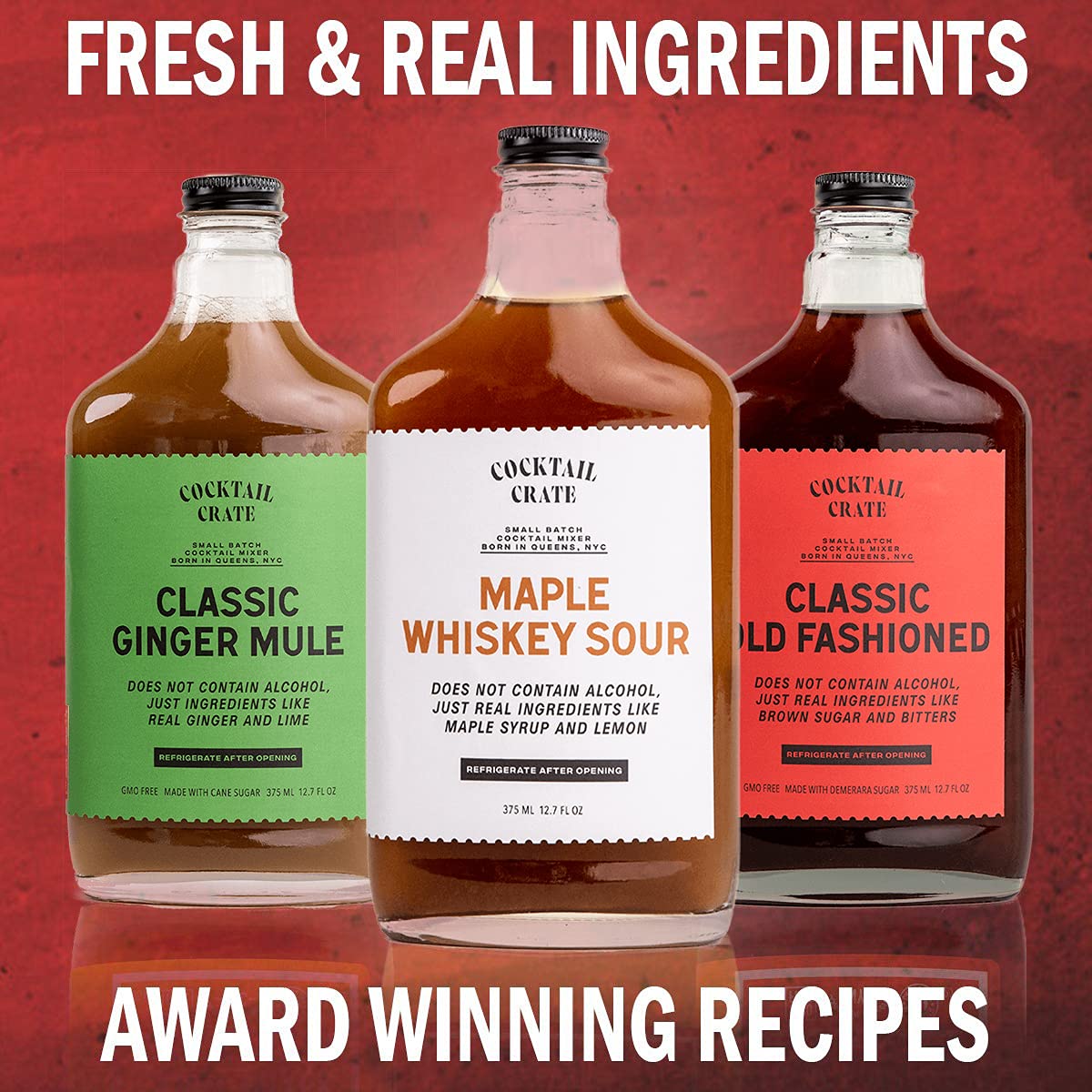 Cocktail Crate Whiskey Lover's 3 Pack Drink Mixers | Award-Winning Craft Cocktail Mixers - Premium Cocktail Syrup Handcrafted with Aromatic Bitters