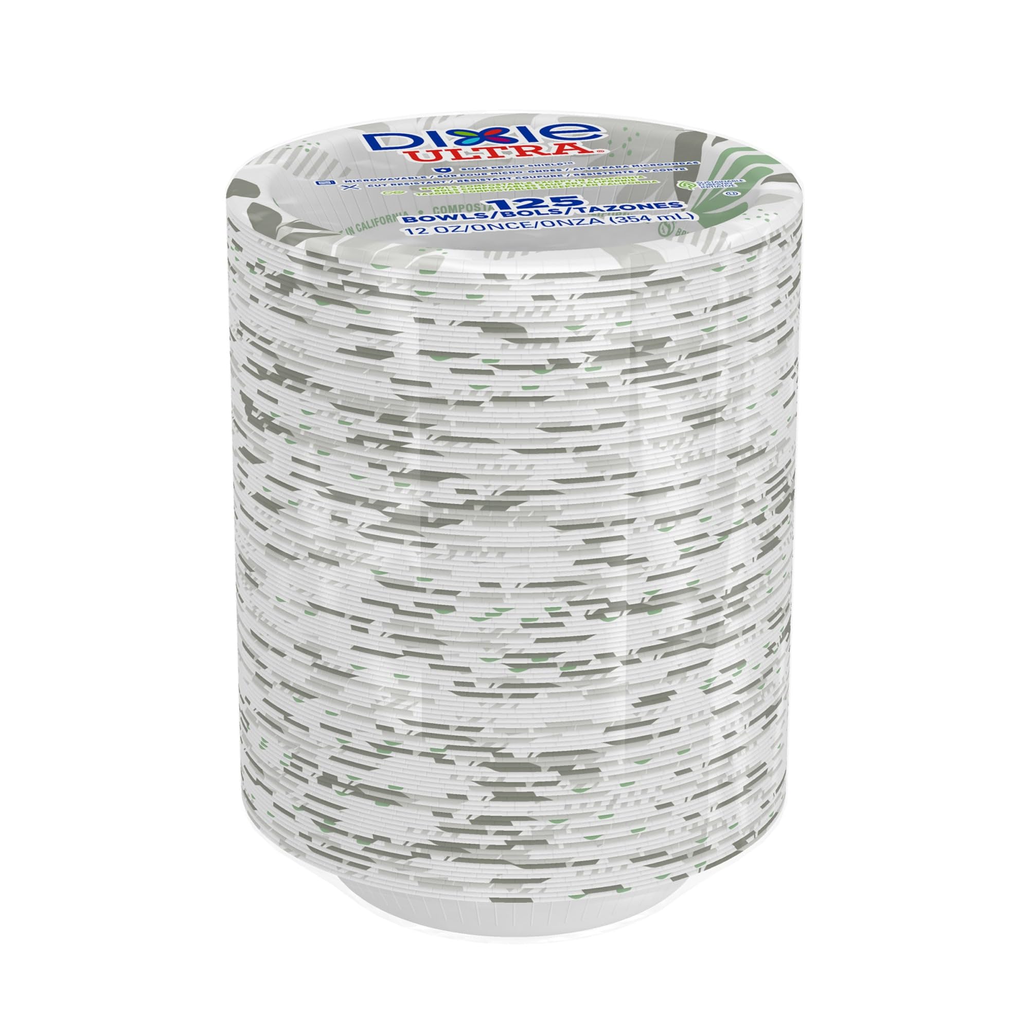Dixie Ultra SXB12WSPK Bowls, Heavy Weight, 12oz., 125/PK, Pathways/White