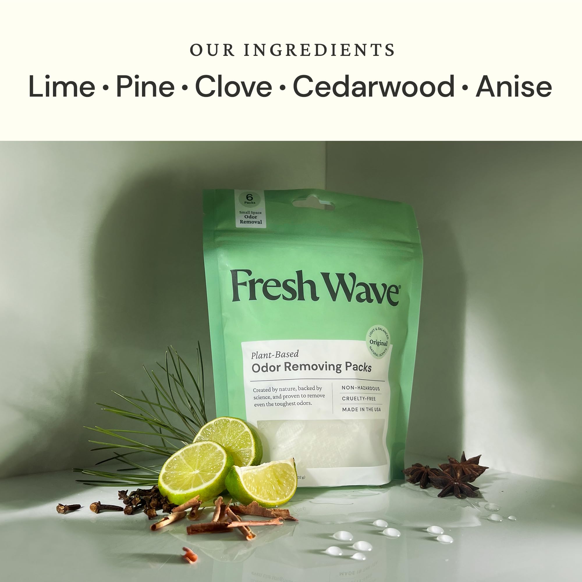 Fresh Wave Odor Eliminating & Deodorizing Packs | 2 Bags of 6 Each | Safer Odor Relief for Small Spaces | Natural Plant-Based Odor Eliminator | Odor