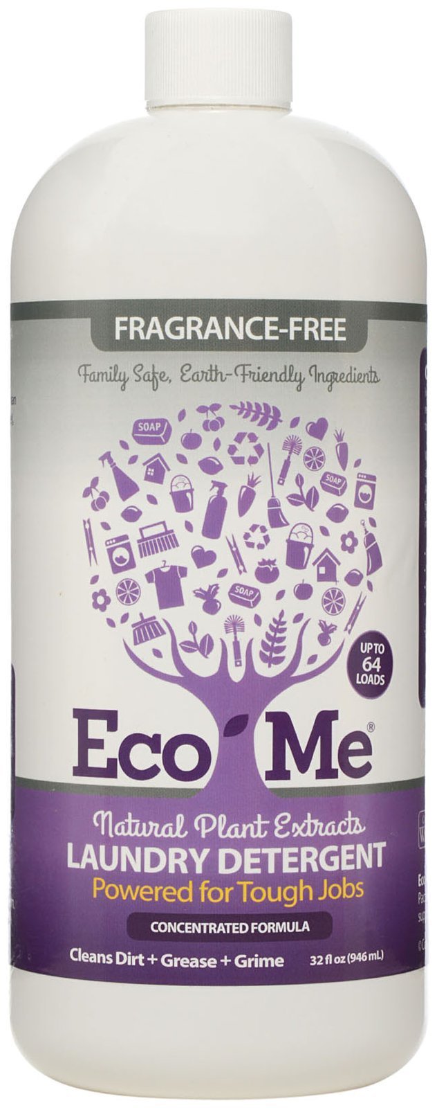 Eco-me Plant Based Concentrated Laundry Detergent, Fragrance-Free, Clear, Unscented, 32 Fl.Oz