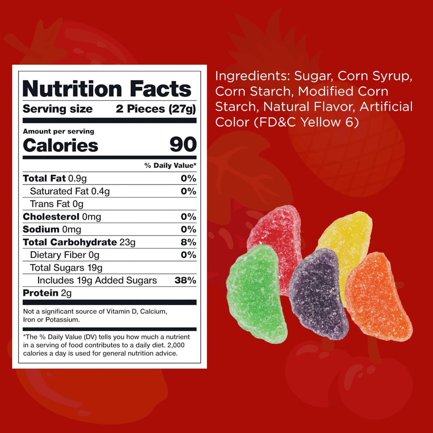 Bulk Fruit Slices Jelly Candy, Assorted Soft & Chewy Sugar-Coated Gummi Candy For Parties, Classroom candies & Treats - 2 Pound Bag