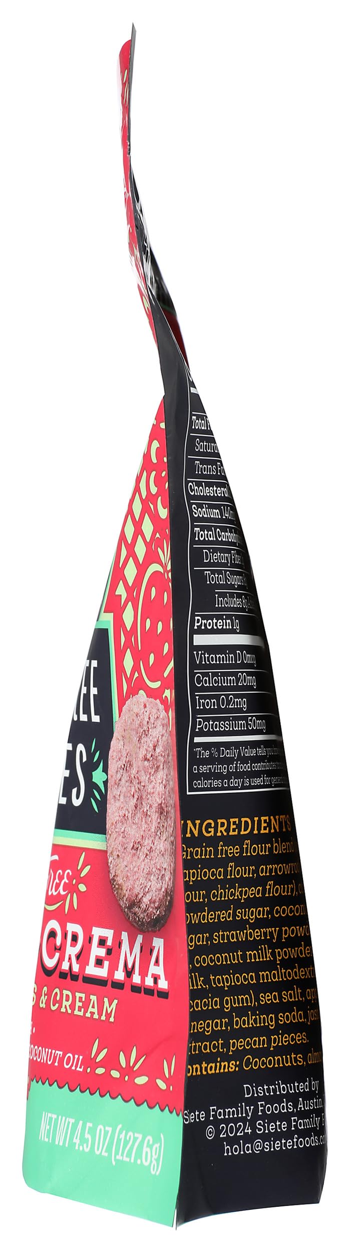 Siete Gluten Free Fresas Con Crema Cookies | Vegan | Grain Free | Non GMO | Dairy Free | Made with Almond Flour & Coconut Oil | 4.5 Oz. Bag (Pack