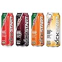 Kickstart Energy Drink Variety - Fruit Punch, Black Cherry, Orange Citrus, Pineapple Orange Mango 16 Fl Oz (Pack of 16)