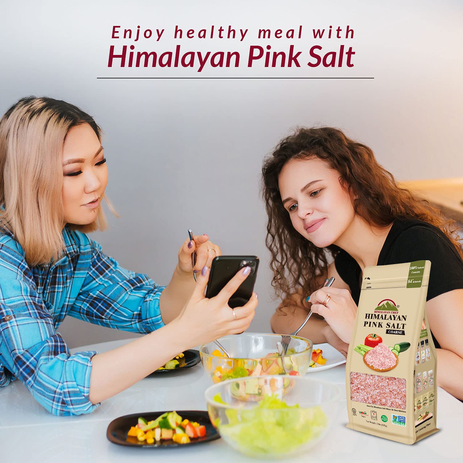 Himalayan Chef Pink Himalayan Salt, Coarse Grain, Refill Grinders - 12 lbs (12 x 1 Pound Bags)