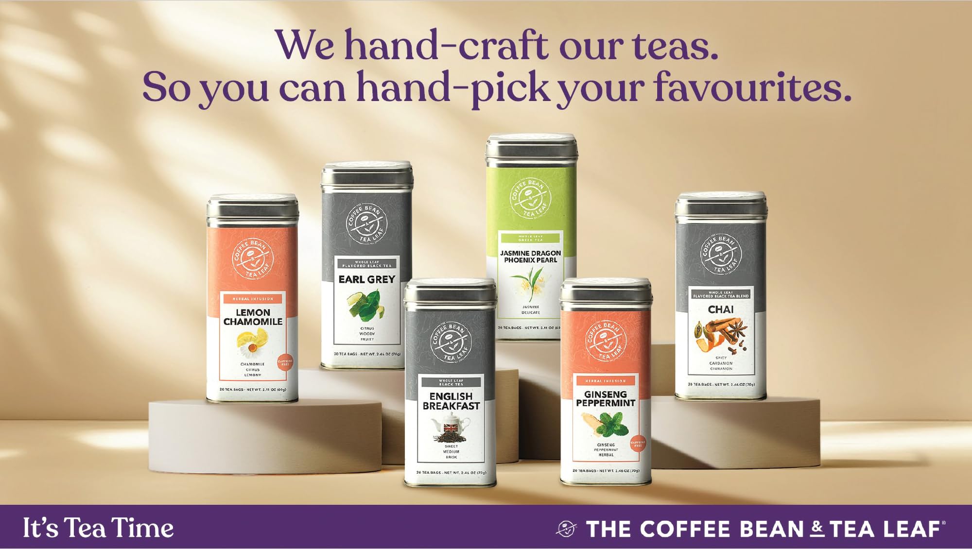 The Coffee Bean & Tea Leaf, Tea, Hand-Picked Lemon Chamomile, Whole Leaf Tea Bags, 20ct