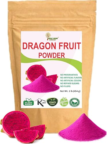 Indus Farms Red Dragon Fruit Powder (Pitaya Powder) - Vibrant Pink Color for Smoothies, Drinks & Baking - Fine Easy-Mix Powder for Natural Coloring
