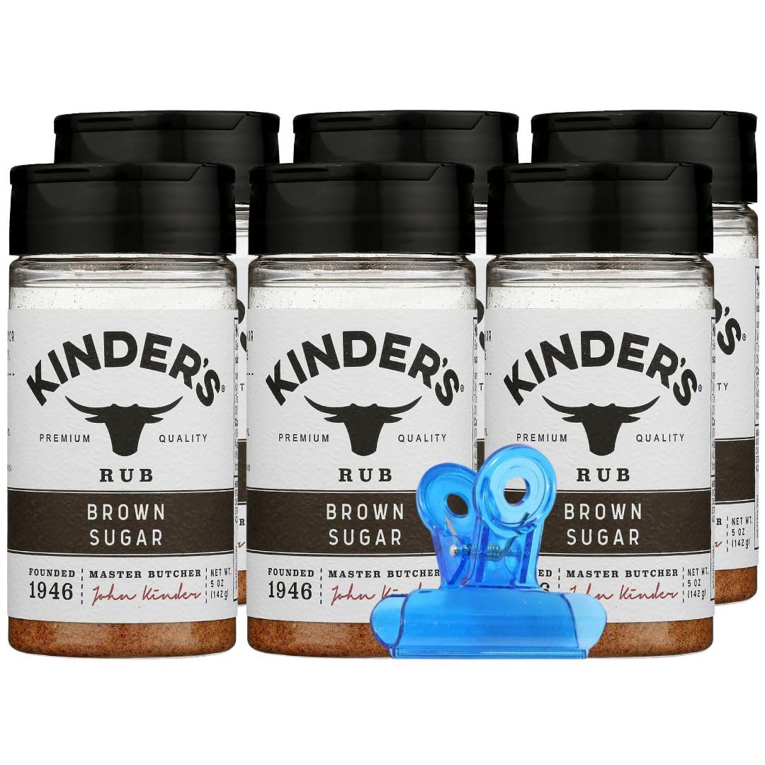Kinders Rub Brown Sugar BBQ 5 oz (Pack of 6) - BBQ Rub Seasoning Spices - BBQ Seasoning for Burgers and Beef Ribs with Food a Random Item - 7 Total