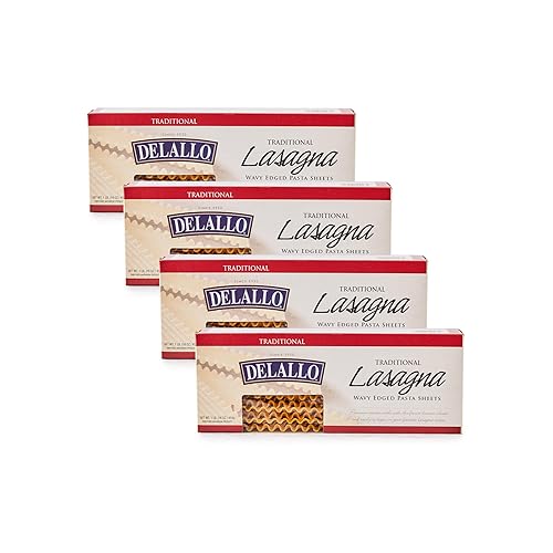 DeLallo Lasagna Sheets, 13.2 Ounce Box, Classic Italian Recipe, Made with 100% Durum Wheat Semolina Flour, Made in Italy, Vegan, Non-GMO, (4 Pack)
