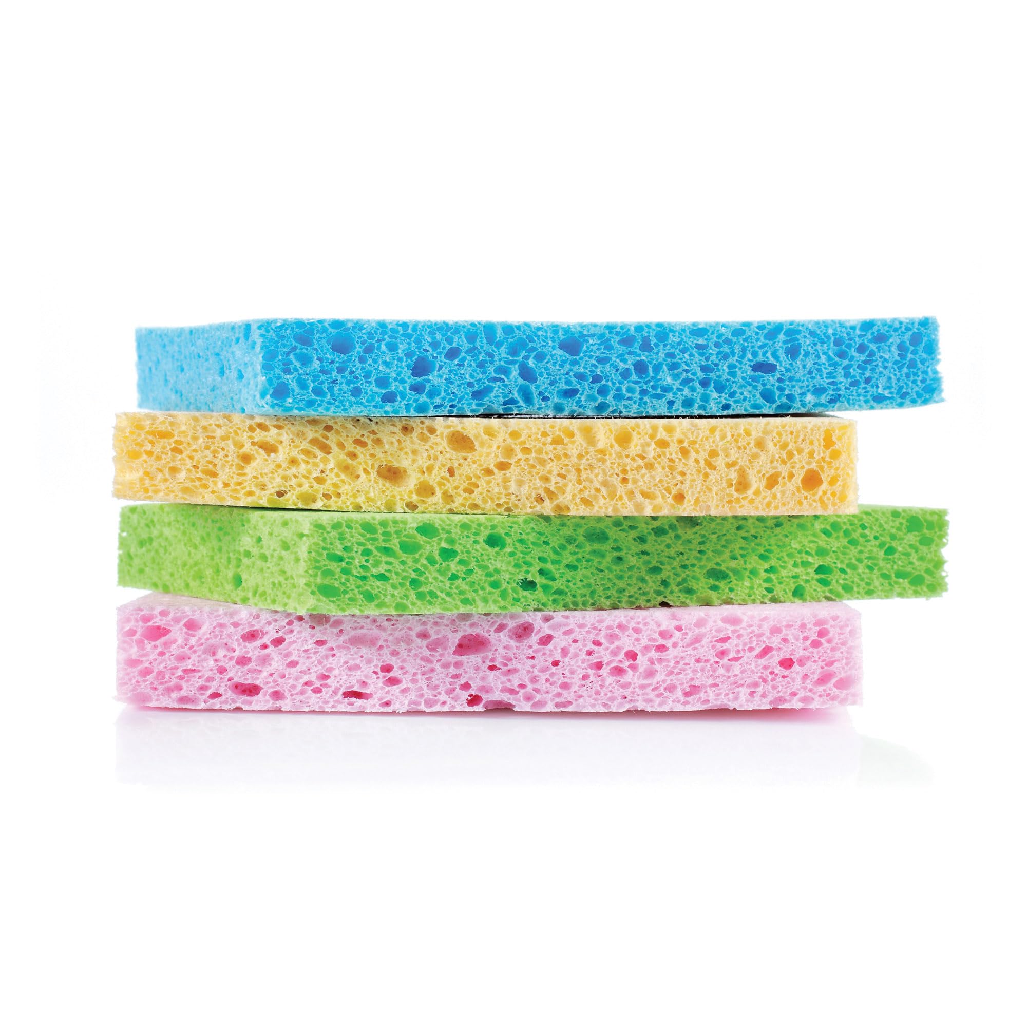 HIC Kitchen Pop-Up Sponges, Rectangular, Natural Vegetable Cellulose, Set of 4