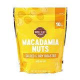 Wellsley Farms Salted & Dry Roasted Macadamia Nuts (1 Bag), Lightly Seasoned with Sea Salt, 10 oz Resealable Bag - Kosher, Keto-Friendly.