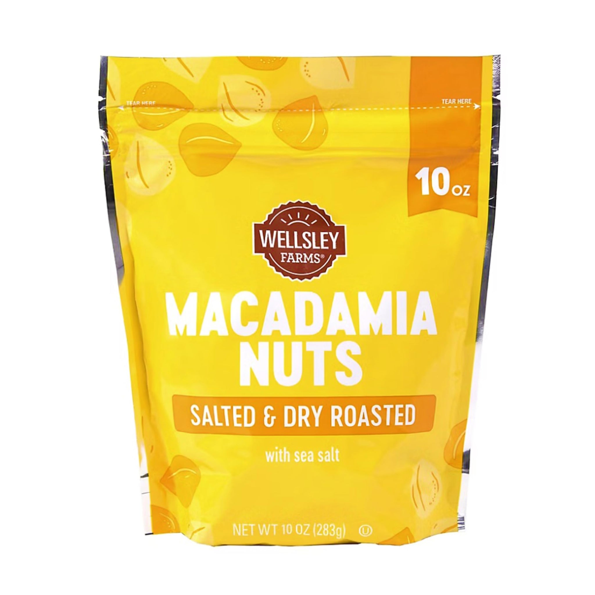Wellsley Farms Salted & Dry Roasted Macadamia Nuts (1 Bag), Lightly Seasoned with Sea Salt, 10 oz Resealable Bag - Kosher, Keto-Friendly.