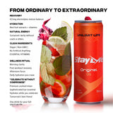 StayLyte Hibiscus Rush - Sparkling Carbonated Electrolyte Drinks, 3-in-1 Recovery Energy Hydration Drinks - Floral Hibiscus Flavor - 425mg
