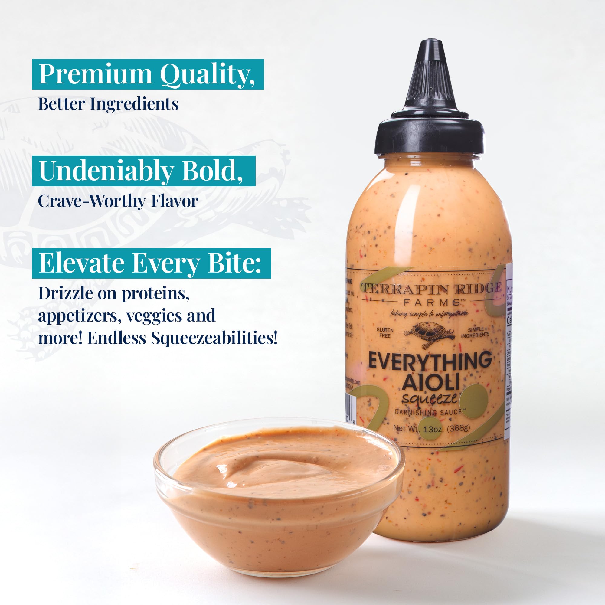 Everything Aioli Sauce - Bold & Creamy Condiment for Sandwiches, Burgers & Dips, Gluten Free, Keto, Low Carb by Terrapin Ridge Farms - 2 x 13 oz