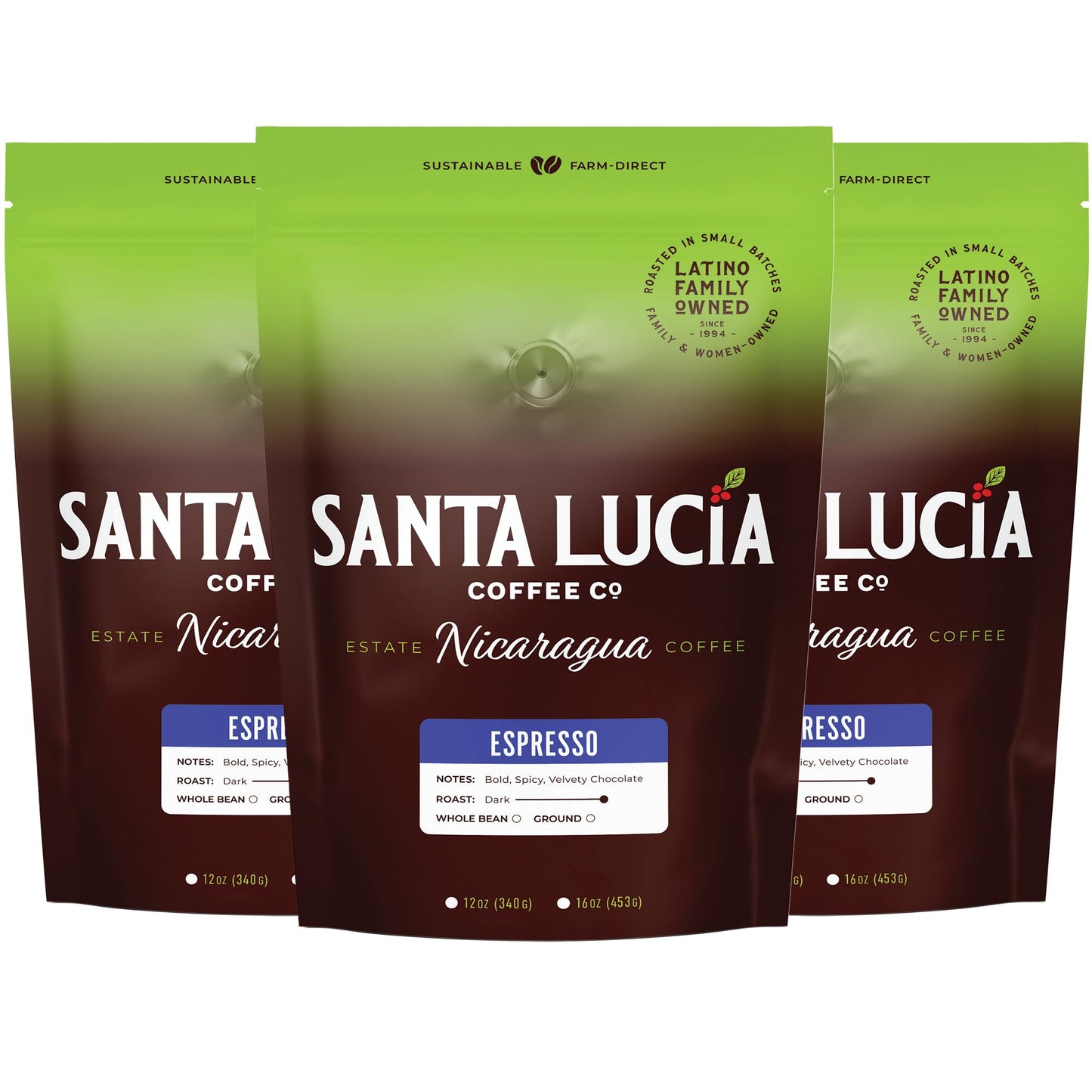 Santa Lucia Coffee Café Crema Espresso Roast Coffee - Specialty Volcanic Nicaraguan Espresso Roast - Farm-Direct, Low-Acid - Dense Golden Crema