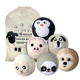 KALWEL 6 PCS Animal Wool Dryer Balls - Reusable Fabric Softener Dispenser Balls, Natural Downy Felt Drying Balls for Laundry (Cute Animal Shapes)