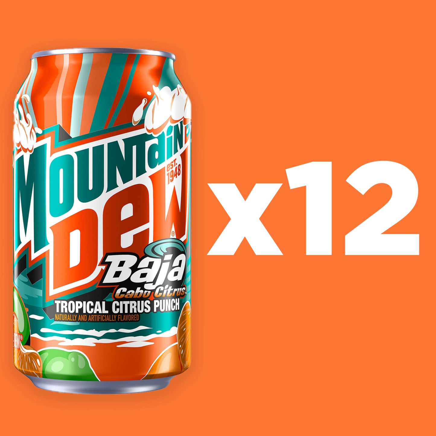 Mountain Dew, Baja Cabo Citrus12 Fl Oz Cans (Pack of 12)