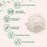Premium Vital Wheat Gluten, 6lbs Powder | Great for Bread Making & Seitan | 24g High Protein Per Serving | Low Carb Baking Flour | Plant Based | Vegan