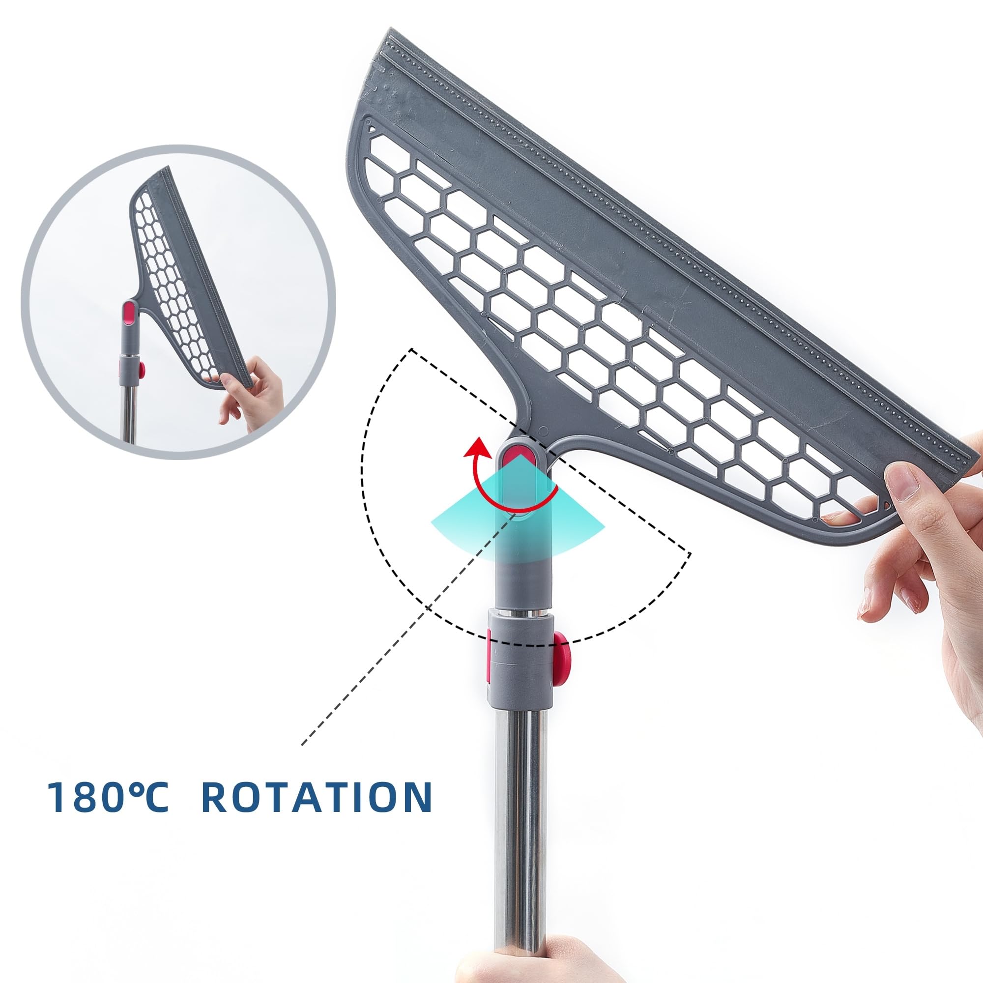 True & Tidy Silicone Sweeper Mop Head + 2pc Machine Washable Microfiber Pad for SPIN-800 TrueClean Mop and Bucket System Square Spin Accessories Set