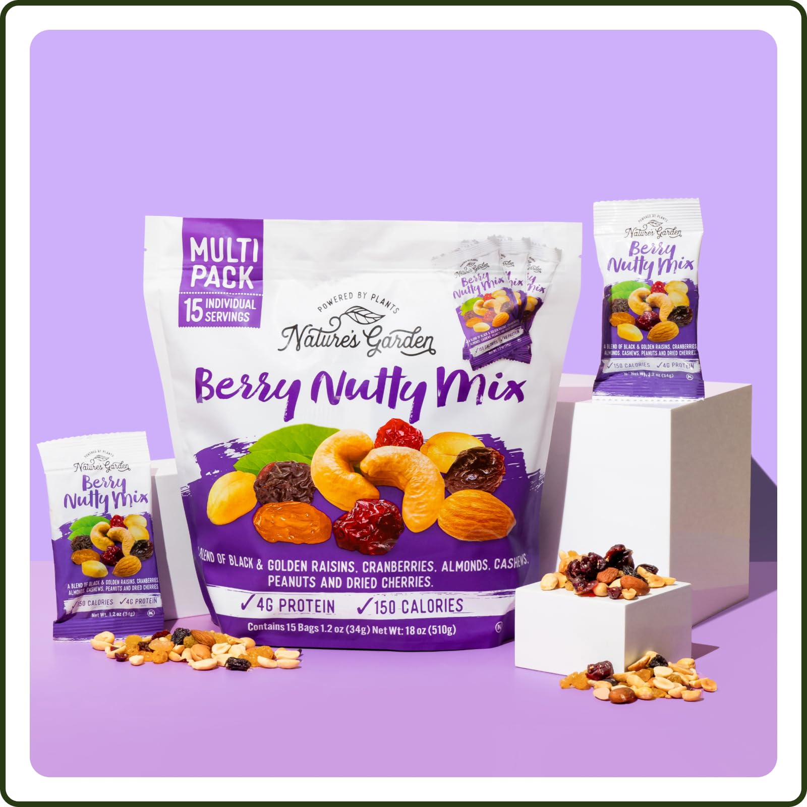 Natures Garden Berry Nutty Mix, Single Serve Bags - 18 Ounce (1.2 Ounce x 15 count)