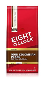 Eight O'Clock Coffee 100% Colombian Peaks Ground Coffee, 40 Ounce