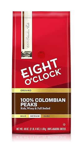 Eight O'Clock Coffee 100% Colombian Peaks Ground Coffee, 40 Ounce