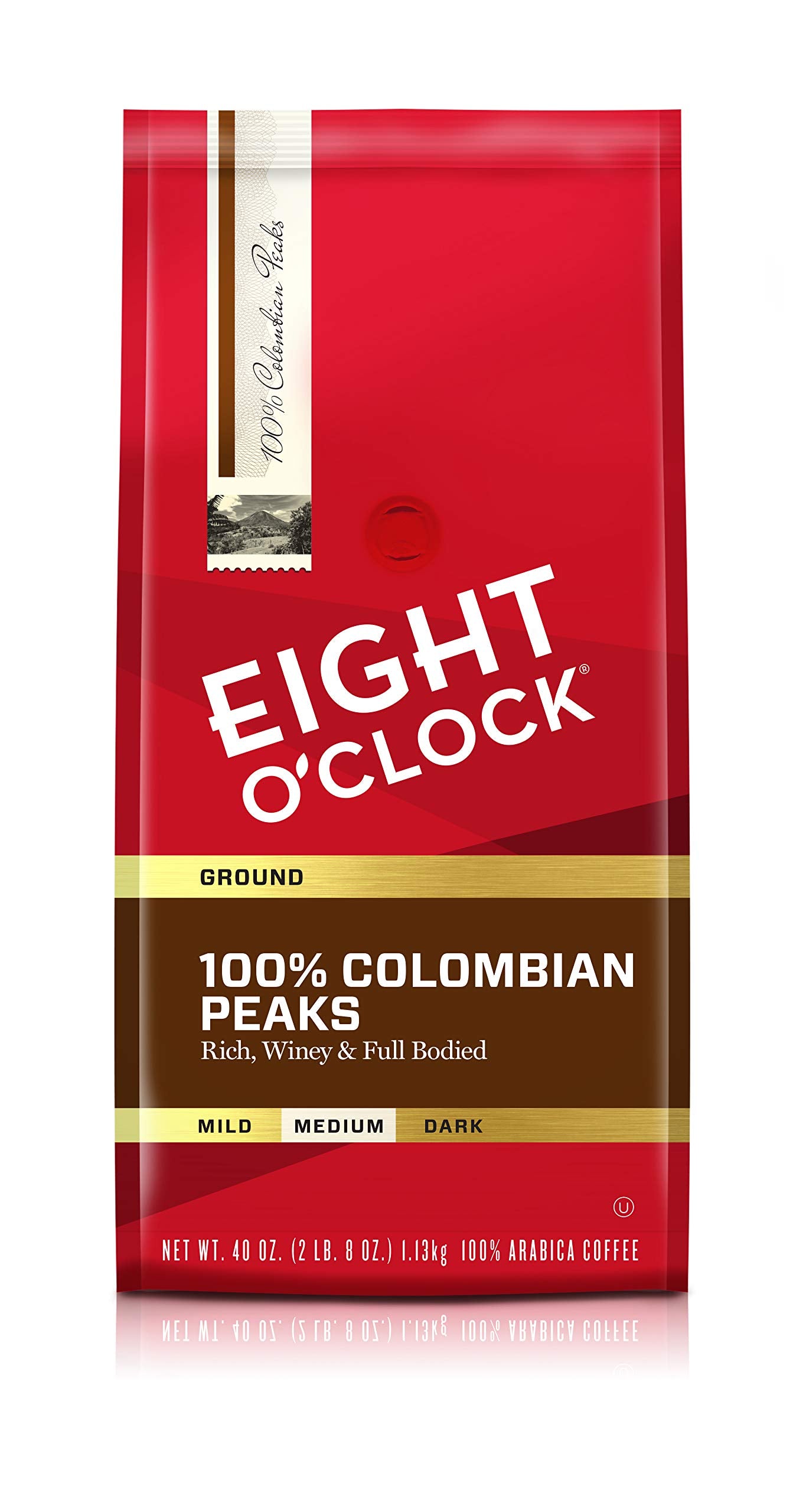 Eight O'Clock Coffee 100% Colombian Peaks Ground Coffee, 40 Ounce