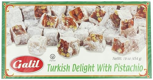 Galil Turkish Delight, Pistachio, 16-Ounce Boxes (Pack of 4)