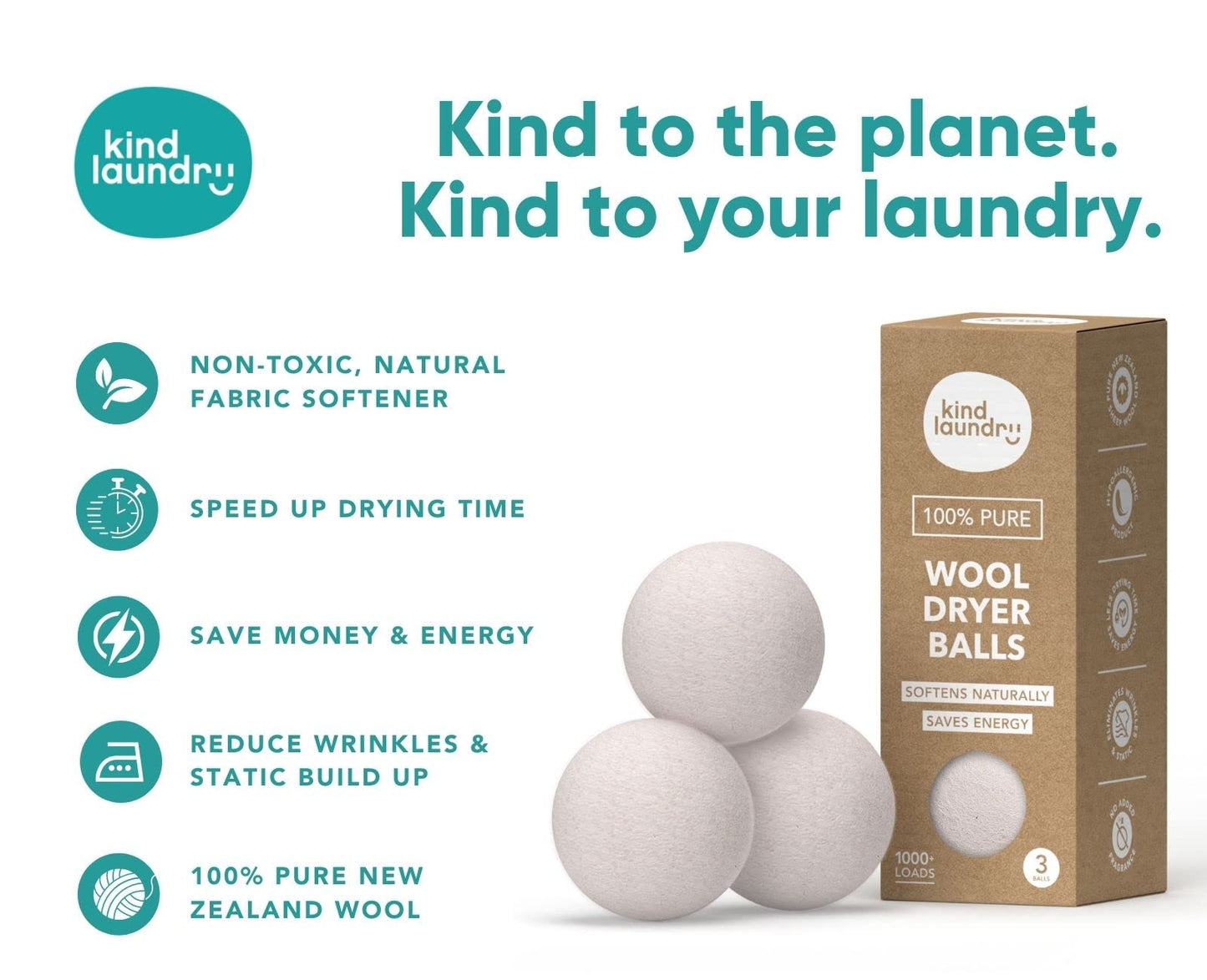 Kind Laundry - Wool Dryer Balls, Tavel Natural Dryer Balls, Pure New Zealand Wool Dryer Balls Laundry Essentials, Dryer Balls for Pet Hair Removal